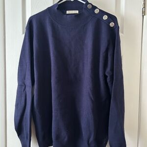 Navy Sweater with Button Detail